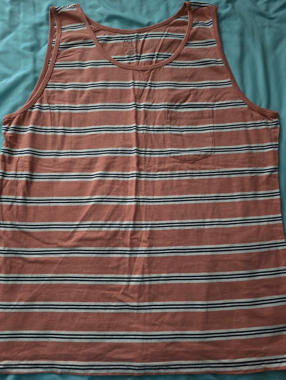 Arizona Jean Co Striped Coral Tank Top with Pocket - Men